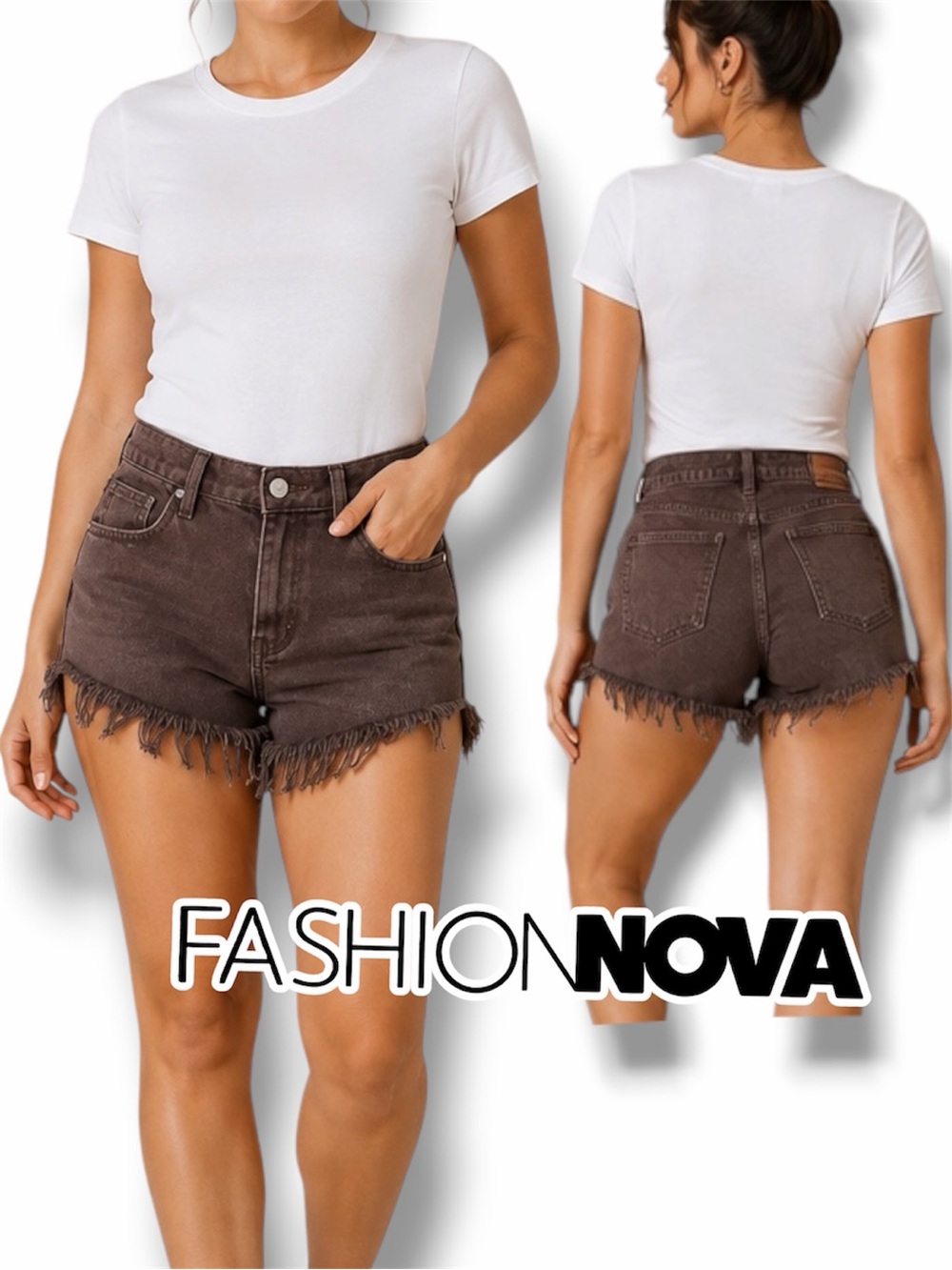 Fashion Nova Frayed Denim Shorts Only Good EnergyWomens Size 9 JUNIORS